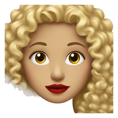 blonde curly haired girl with red lipstick sticker