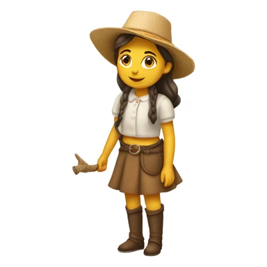 Una niña en un camino y una carreta y unos caballos sticker