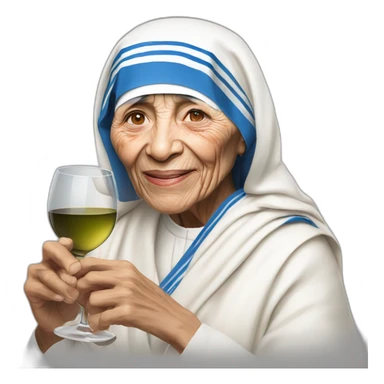 Mother teresa drinking wine sticker