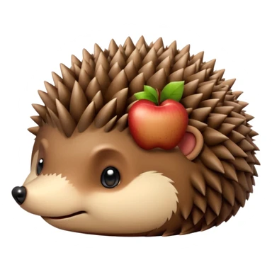 curled up hedgehog without face or limbs, apple emoji style, simple and round sticker