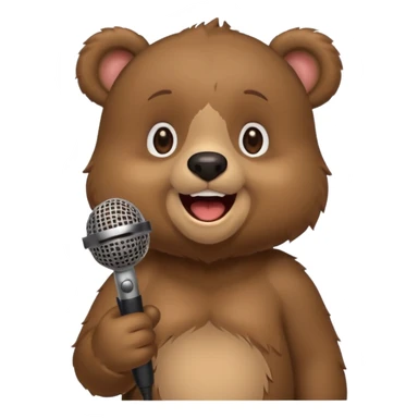 happy bear cute singing with microphone sticker