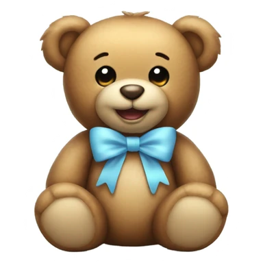 Teddy bear with light blue bow smiling sticker