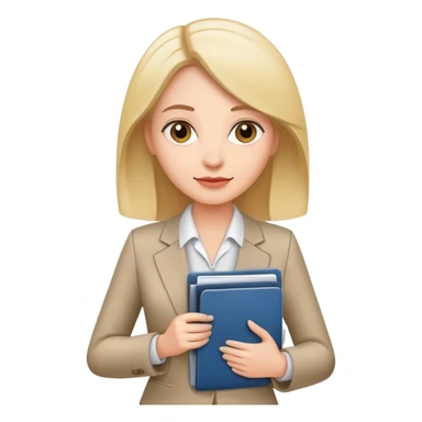 business woman with file folder and documents sticker