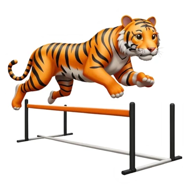 A tiger running over a hurdle on a track  sticker