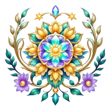Epic divine legendary celestial flowery complex detailed iridescent aesthetic-scenery-Decorations sticker