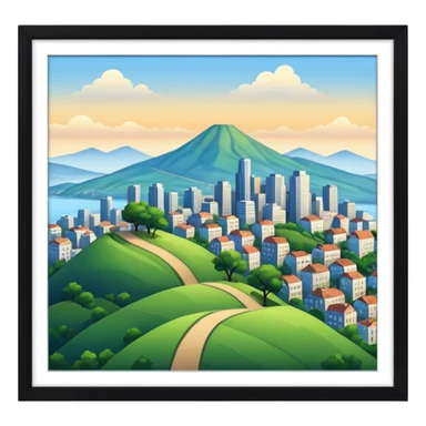 Colina con vistas de ciudad sticker