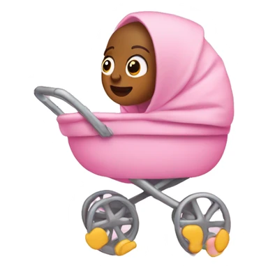 Newborn in a pink stroller  sticker