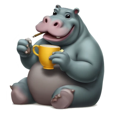 A hippopotamus smoking tea sticker