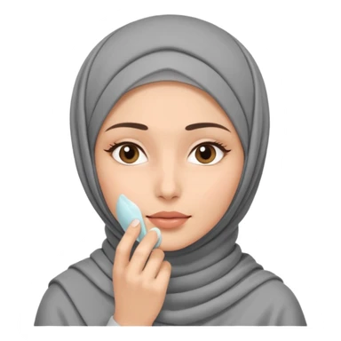 wanita berhijab abu-abu lagi skincare di muka sticker