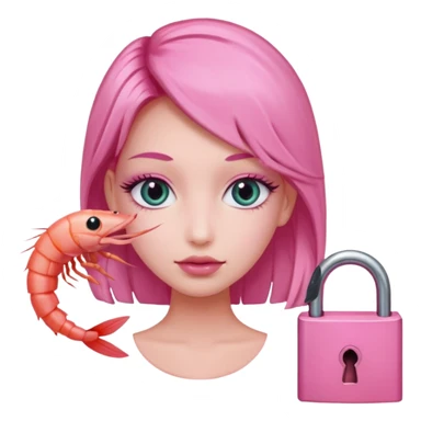 A pink rubber maid sissy MTF holding a lock and a shrimp sticker