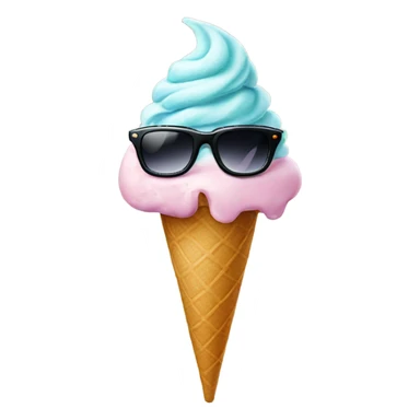 Ice cream with sunglasses and too too  sticker