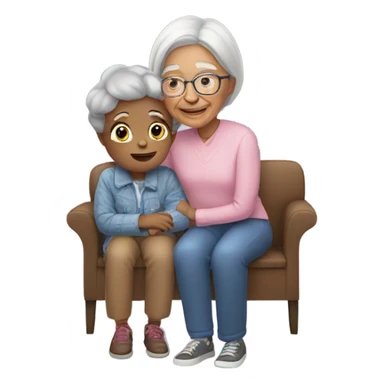 Girl hanging out with her grandma sticker