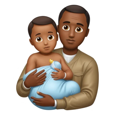 Sean “Diddy” Combs with baby oil and a very small infant sticker