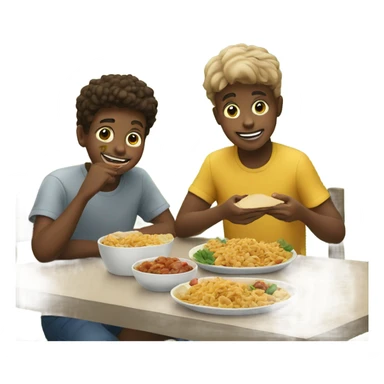 boys enjoying food outdoors sticker