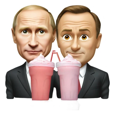Vladimir Putin and Gerhard Schröder drinking a milkshake with two straws sticker