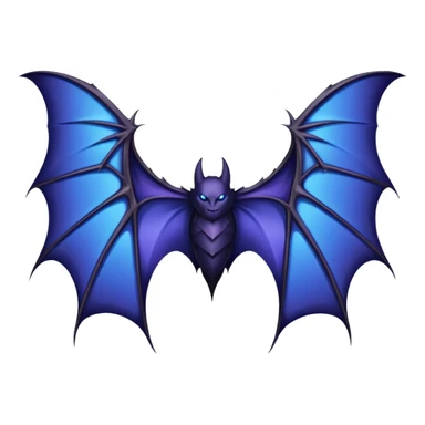 Dark fantasy bat wings, symmetrical, sharp edges, deep black with subtle blue-purple highlights, realistic, high detail, isolated on black background sticker