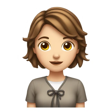 girl with brown hair and tied hair making a hear with her hands sticker