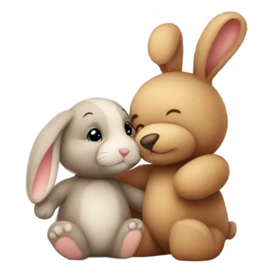 bunny and teddy bear kissing sticker