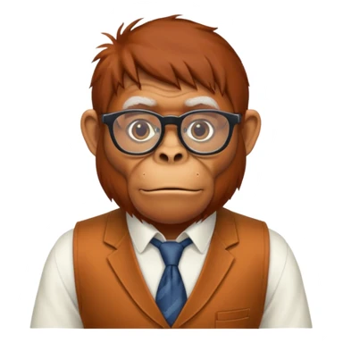 Orangutan secretary, old, glasses, vest sticker