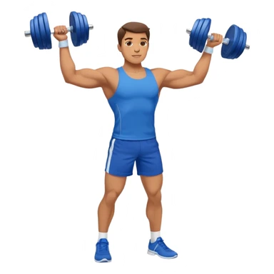 man with blue shorts doing side-lateral raise (T pose) with light dumbbells sticker