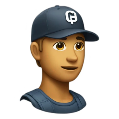 designer with a cap with the letters G and P sticker