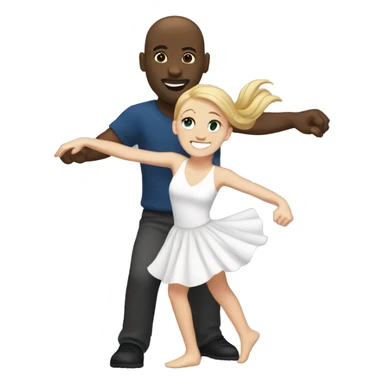White girl dancing with bald black man  sticker