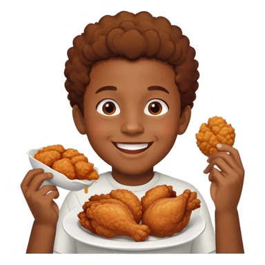 Black Boy eating chicken sticker