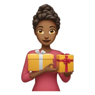 woman with gift box sticker