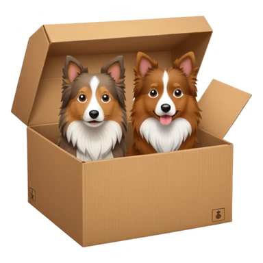 Shetland sheepdog and brown aussie in a box sticker
