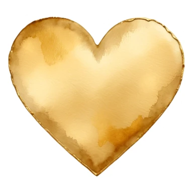 minimalist watercolor heart icon, monochromatic gold washes, soft bleeding edges, on textured white paper, serene and emotional, perfect for app icon, transparent background, flat lay --style raw --stylize 150 sticker