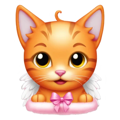 orange kitty angel pink christmas  sticker