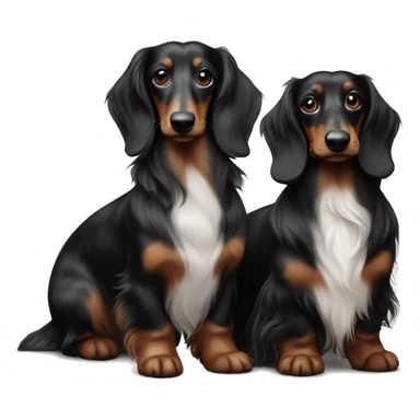 Two Tri Black Merle long haired Dachshunds together sticker