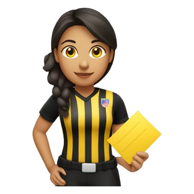 hispanic female referee holding yellow card sticker