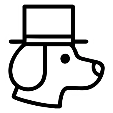 dog with a tophat, minimal line icon sticker