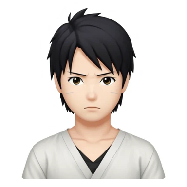 Sasuke. White low cut shirt, sticker