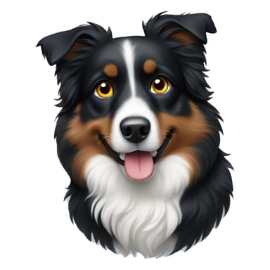 Small black australian shepherd dog winter background  sticker