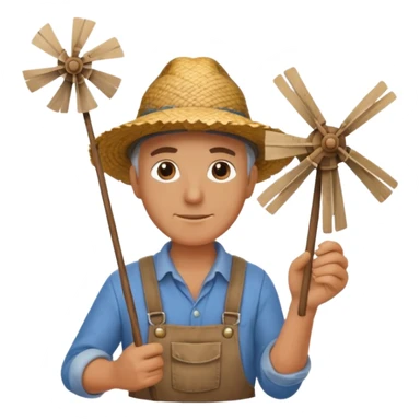 Farmer holding a mini windmill sticker