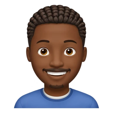 Hazme un emoji de un hombre negro con trenzas cortas y una pequeña perilla sin bigote sticker