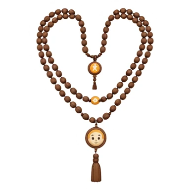 monk necklace object icon, wooden prayer beads with simple pendant, spiritual minimal design, natural wood texture, subtle sacred aura, 3D cartoon style, mobile game icon style, centered, clean background, no text, no watermark
 sticker