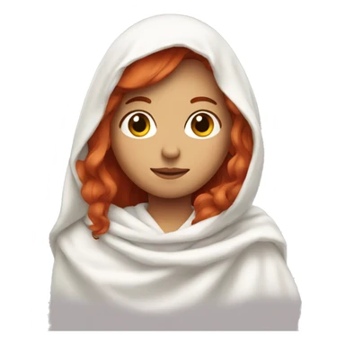 red haired girl with white blanket on shoulders sticker