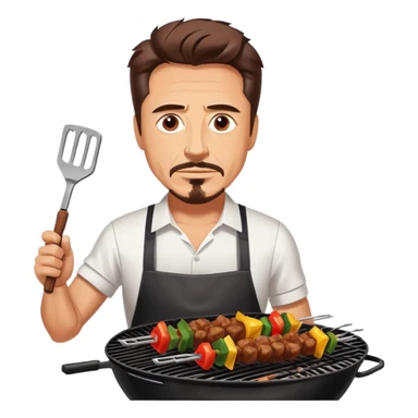 Tony Stark is grilling shashlik on the barbecue. sticker