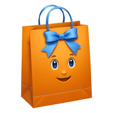 orange gift bag with blue handles sticker