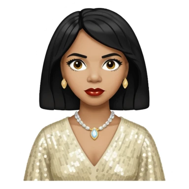 Marian Anderson with black hair, ivory sequin outfit sticker