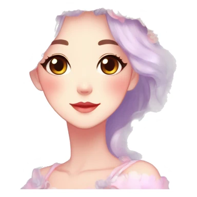 Gorgeous Shiny Colorful Pastel Anime Style Mature Lady with blushing face and pretty hair with a flower crown and antlers pastelcore kawaii cottagecore fairycore aesthetic trending style sticker