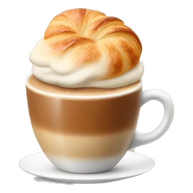 Cup of cappuccino with croissant sticker