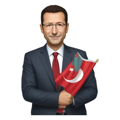 ekrem imamoglu hold turkish flag sticker