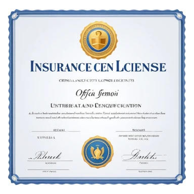 insurance license certificate with official seal sticker