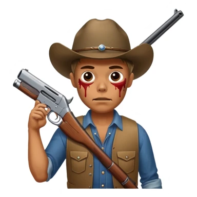 Country hick with a shotgun. From the chest to. In the style of your bleeding skull art sticker