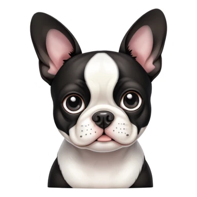 boston terrier with folded ears and really really big eyes sticker