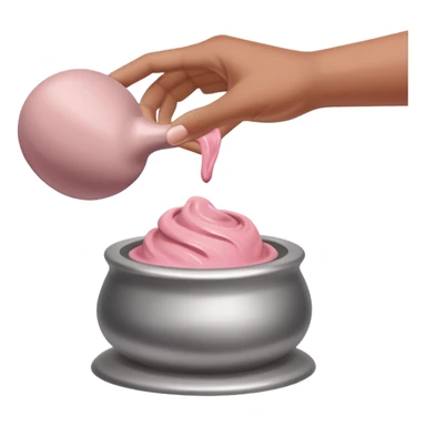 single hand caught mid-action of throwing a pink clay blob that is already placed on a silver pottery wheel sticker